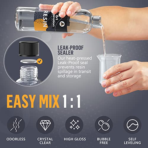 ART SPIRATION Crystal Clear Epoxy Resin Kit For Beginners 16 Oz, Art Epoxy Resin Kit With Mica Powder, Resin Pigment, Silicone Molds, Crushed Glass, WoodArtSupply