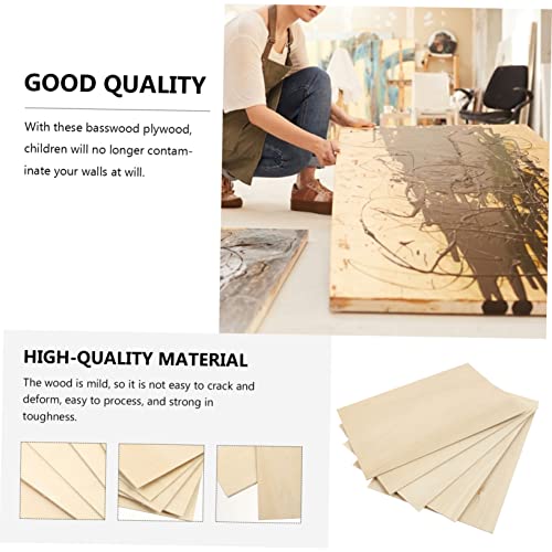 COHEALI 5pcs Board Wood Veneer Plywood Squares Wood Painting Slice Wood Cut Out Unfinished Wood Plaques Unfinished Basswood Thin Plywood Wood Decor COHEALI