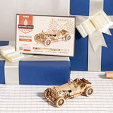 3D Wooden Mechanical Car Model Puzzle by ROKR - DIY Self-Assembly Vehicle Kit for All Ages ROKR