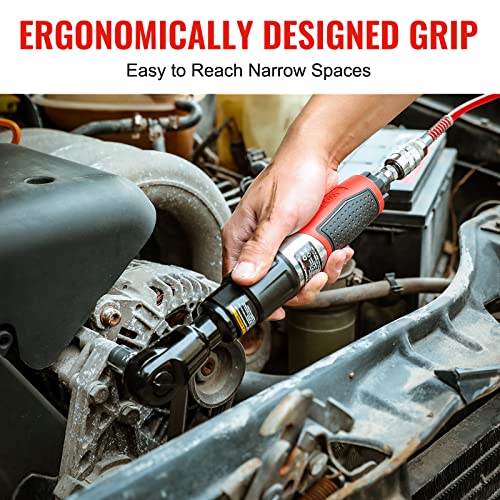 WORKPRO 3/8-Inch Air Ratchet Wrench, 50ft.lb Max Torque, 160RPM, 360 Degree Adjustable Exhaust, Forward/Reverse Control, Good Gift for Men Dad Father WORKPRO