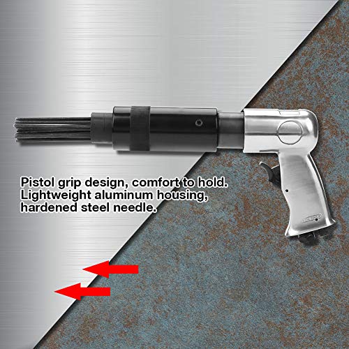 Needle Scaler, 19 Pin Air Pneumatic Needle Gun Pistol Grip Rust Paint Slag Remover Removing Deburring Tool - WoodArtSupply