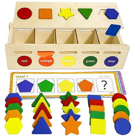 LOYUEGIYO Montessori Toys,Wooden Sorting&Matching Toy for Kid Toddler 1-3 Year Old, Baby Toys 12+ Months,Color&Shape Learning Game Educational Toys LOYUEGIYO
