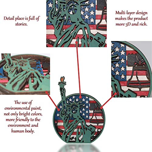 3D Wooden Independence Day Rustic Wall Sculpture – Unique Holiday Decor and Creative Gift CmayAlgc