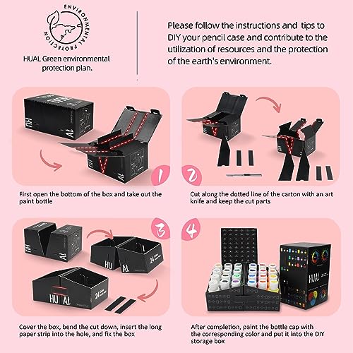 HUAL Acrylic Paint Set With 5 Brushes, 24 Colors (60ml, 2oz) Premium Acrylic Paints for Professional Artists Kids Students Beginners & Painters, HUAL