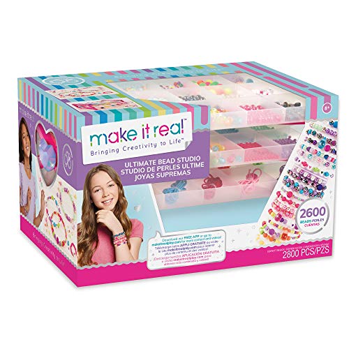 Make It Real – Ultimate Bead Studio. DIY Tween Girls Beaded Jewelry Making Kit. Arts and Crafts Kit Guides Kids to Design and Create Beautiful Make It Real