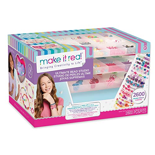 Make It Real – Ultimate Bead Studio. DIY Tween Girls Beaded Jewelry Making Kit. Arts and Crafts Kit Guides Kids to Design and Create Beautiful