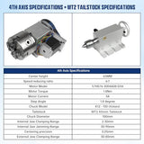 CNCTOPBAOS K12-100mm CNC Router Milling Machine Rotational Axis 4th Axis A axis Rotary Table A axis 100mm 4 jaw chuck dividing head,MT2 65mm CNCTOPBAOS
