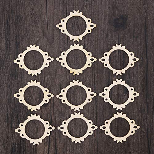Amosfun Unfinished Wood Cutout Photo Frame Mini Picture Frame Wooden Shape Pieces Craft Embellishments Ornament for DIY Crafts 10pcs Amosfun