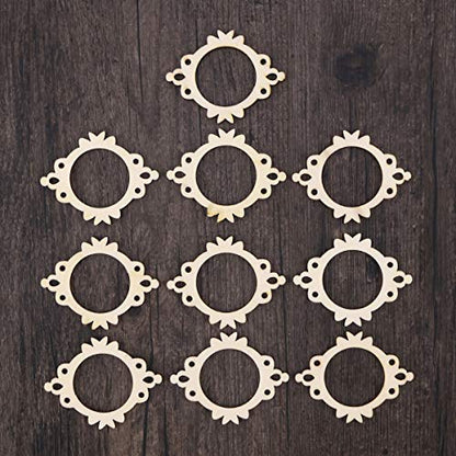 Amosfun Unfinished Wood Cutout Photo Frame Mini Picture Frame Wooden Shape Pieces Craft Embellishments Ornament for DIY Crafts 10pcs