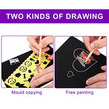 ZEAYEA 200 Pcs Scratch Paper Art Set, Scratch Off Rainbow Magic Paper with 10 Bamboo Stylus, 8 Stencils, Black Scratch Notes for Boys and Girls DIY ZEAYEA