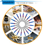 Hakkin 20 Pcs Carbide Rotary Burrs Set, End Mill CNC Router Bit, 1/8" Shank Nano Blue Coating Ball Nose End Mill, Double Cut Coat Rotary Drill for Hakkin