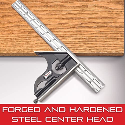 Starrett Square Head for 12"/300mm and Larger Combination Squares, Combination Sets, and Bevel Protractors - Smooth-Finished, Hardened Steel Center - WoodArtSupply