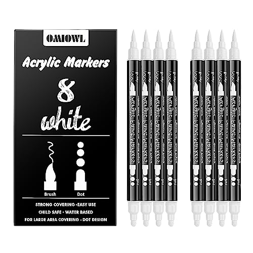 Zosxi Dual Tip White Paint Pens White Acrylic Markers for Rock Painting,Ceramic,Glass,Wood,White Acrylic Paint Markers 8pcs (White-8 pack) - WoodArtSupply