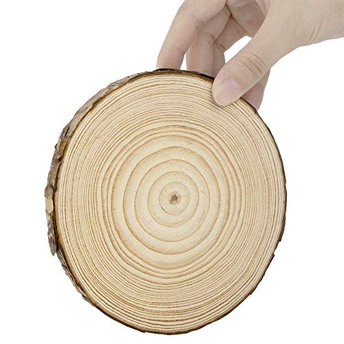 Y YIHANGBEST Unfinished Wood Slices Large Ceterpieces 5.1-5.5 inch,10 Pcs Natural Wood Circles with Bark for Woodlandia Basswood Disk DIY CraftRustic - WoodArtSupply