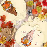 Whaline 5 Pieces 11.6 Inch Thanksgiving Unfinished Wood Pumpkin Cutout with 80Pcs Fake Maple Leaves Ribbons Hemp Rope Fall Pumpkin Wooden Slices for Whaline