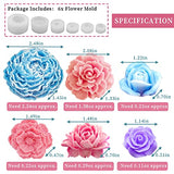 6PCS Flower Silicone Molds Resin Candle Mold Set, 3D Bloom Rose Peony Fondant Mold for Chocolate Cake Decor Soap Candle Making Kit, Resin Mold for Wehous