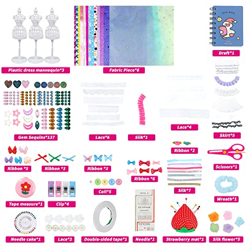 MORITA BOKUJO 650 + Pcs Fashion Designer Kit for Girls with 2 Mannequins, Kids' Sewing Kits Creativity DIY Arts & Crafts Kit Sewing Kit for Kids MORITA BOKUJO
