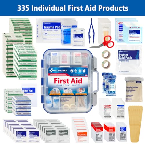 First Aid Only OSHA-Compliant All-Purpose 100-Person Emergency First Aid Kit for Home, Work, and Travel, 335 Pieces - WoodArtSupply