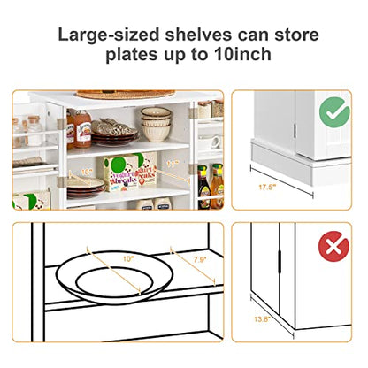 Yaheetech Storage Cabinet, Pantry Cabinet Cupboard with Door and Adjustable Shelves, Freestanding Utility Storage Cabinet for Dinning Room/Living