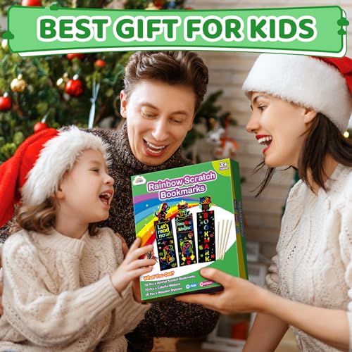 ZMLM Animal Scratch Bookmark for Kids: 70 Pcs 14 Style Magic Scratch Rainbow Bookmarks Making Kit for Girl Boy Party Favor Classroom Activity DIY ZMLM