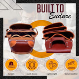 RISING STAR 100% GENUINE BROWN LEATHER TOOL POUCH WITH BELT- MINI TOOL BAG FOR NAILS, HAMMER, PILERS & TAPE MEASURE HOLDER BEST TOOL POUCH FOR WoodArtSupply