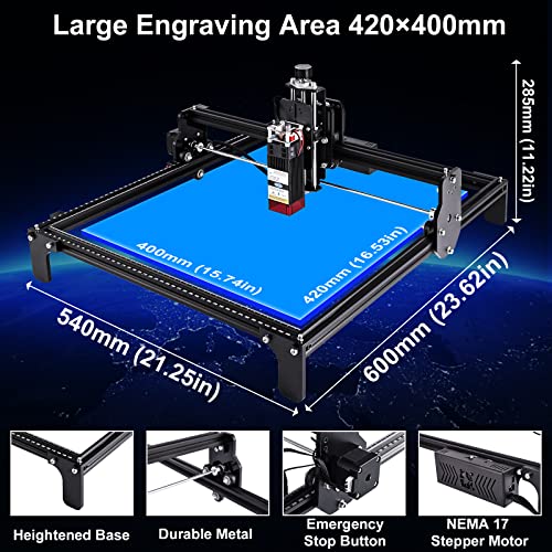 4240 Laser Engraver, 20W Laser Engraving Cutting Machine, Laser Machine 5W Output Power, Laser Cutter for Metal and Wood with 16.5”x15.75” Large CAMXTOOL