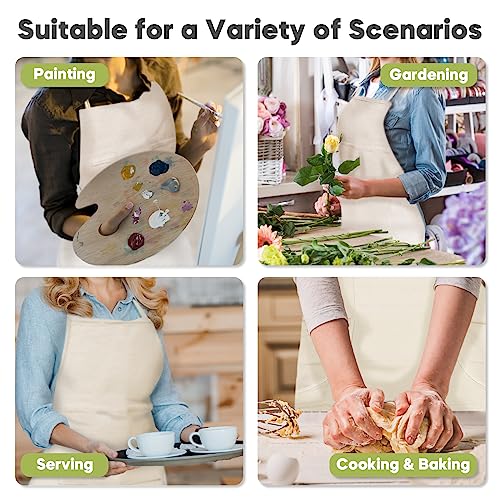 conda 100% Cotton Canvas Professional Bib Apron With 3 Pockets for Women Men Adults,Waterproof,Natural 31inch By 27inch conda