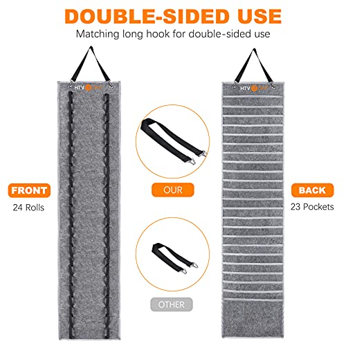 HTVRONT Vinyl Roll Holder, Vinyl Roll Storage with 24 Compartments,Vinyl Storage Organizer Rack Wall Mount/Hanging Over The Door, Craft Vinyl Storage HTVRONT