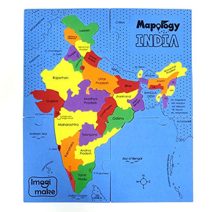 Imagimake Mapology India Map Puzzles - Geography for Kids - Learning & Educational Toys - Puzzles for Kids Ages 4-8 - Gift for 4, 5, 6, 7, 8 Year Old - WoodArtSupply