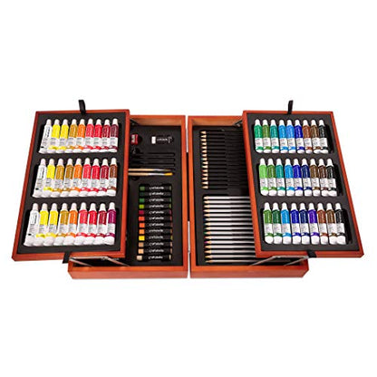 Craftabelle – Art Supplies for Kids – 117pc Painting Set with Pencils and Pastels – Wooden Art Case – Arts & Crafts for Artists Aged 14 Years + - WoodArtSupply