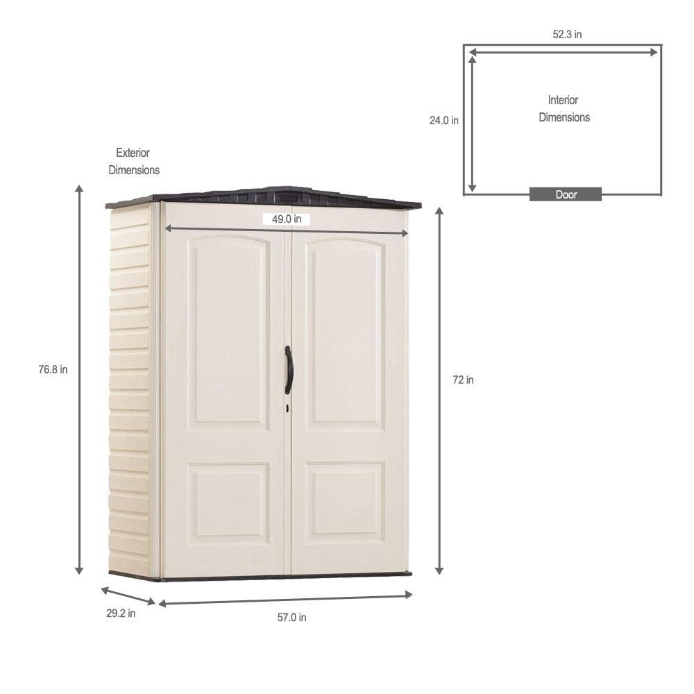 Rubbermaid Resin Weather Resistant Outdoor Storage Shed, 5 x 2 ft., Sandalwood/Onyx Roof, for Garden/Backyard/Home/Pool - WoodArtSupply