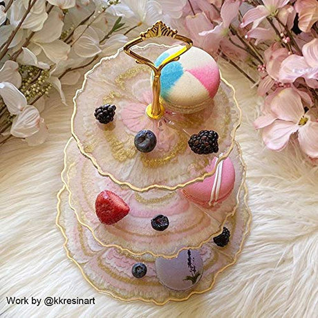 ResinWorld 3 Tier Resin Mold, Thick Cake Stand Molds for Resin, Epoxy Resin Tiered Tray Mold, Geode Resin Silicone Casting Mold with Hardware ResinWorld