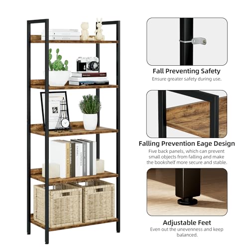 NUMENN Vintage 5-Tier Multifunctional Bookshelf and Storage Organizer NUMENN