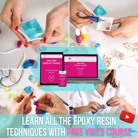 Modda Epoxy Resin Kit with Video Course, Includes Color Pigment, Silicone molds, Necklace Cord, Earring Hooks for Jewelry Making, Epoxy Resin Starter MODDA