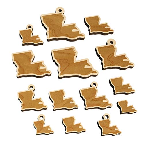 Louisiana State Silhouette Mini Wood Shape Charms Jewelry DIY Craft - 25mm (7pcs) - No Hole Sniggle Sloth