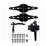 HOME MASTER HARDWARE Wood Gate Hardware Set - Heavy Duty 8" Decorative Strap Hinges and Spring Loaded Latch Gate Kit with Screws for Outdoor Fence HOME MASTER HARDWARE