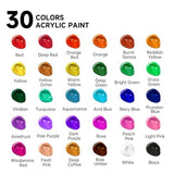 Shuttle Art 46 Pack Acrylic Paint Set, 30 Colors Acrylic Paint with 10 Paint Brushes 3 Painting Canvas 1 Paint Knife Palette Sponge, Complete Gift Shuttle Art