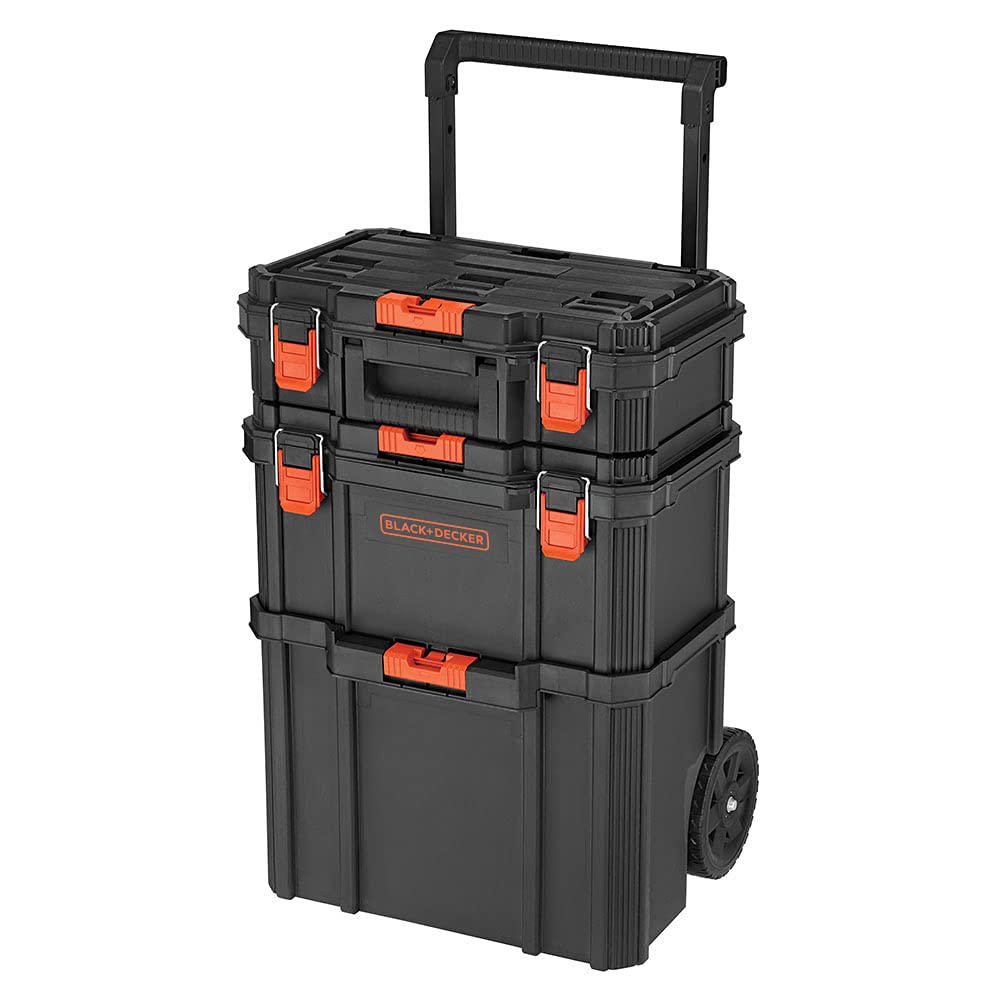 beyond by BLACK+DECKER BLACK+DECKER BDST60500APB Stackable Storage System - 3 Piece Set (Small, Deep Toolbox, and Rolling Tote) - WoodArtSupply