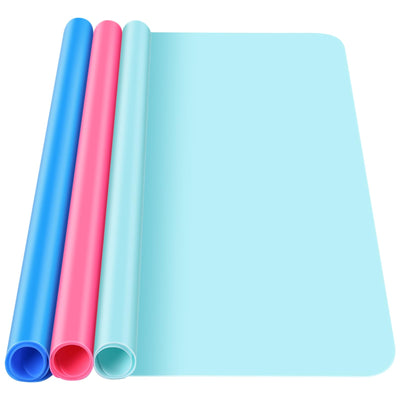3 Pack Silicone Craft Mat, IKOCO 15.7"x 11.8" Silicone Mat Bulk Playdough Mat Nonslip and Nonstick Silicone Sheets for Crafts, Paint, Resin Casting