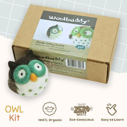 Woolbuddy Needle Felting Kit, Felting Kit, Owl, Felting Kit for Beginners Adult, Wool Felting Kit Includes Felting Supplies, Carded Felting Wool 22 - WoodArtSupply