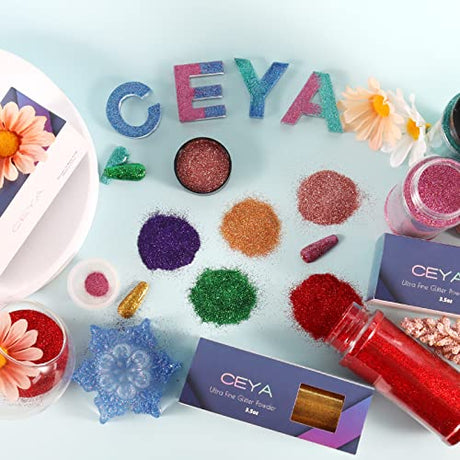 Ceya 3.5oz/ 100g Holographic Ultra Fine Glitter Powder Laser Black Glitter 1/128” 0.008” 0.2mm for Slime Epoxy Resin Craft Tumbler Jewelry Nail Art ceya