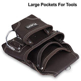 FUERI Leather Tool Pouch for Carpenters 10 Pocket Framers Belt Bag | High Gauge Premium Oil Tanned Leather Construction Maintenance Organizer Tool FUERI