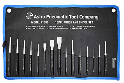 Astro Pneumatic Tool 1600 16-Piece Punch and Chisel Set - WoodArtSupply