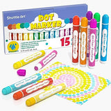 Shuttle Art Shimmer Dot Markers, 15 Glitter Colors Washable Markers for Toddlers,Bingo Daubers Supplies Kids Preschool Children, Non Toxic Shuttle Art