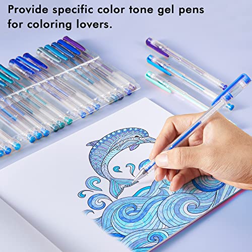 Shuttle Art 60 Pack Blue Tone Gel Pens, 30 Blue Tone Gel Pens with 30 Refills for Adults Coloring Books Journaling Drawing Nature, Landscapes, Shuttle Art