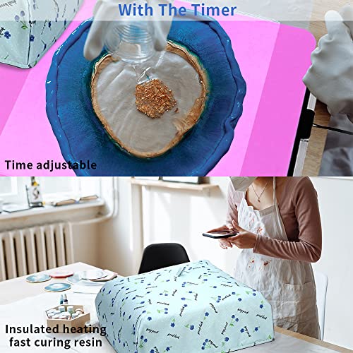 Resin Heating Mat - Quick Dry Resin Curing Machine with Timer Funtion and Thermal Insulation Cover, Silicone Heating Mat for Resin Curing for Epoxy Tshiwort