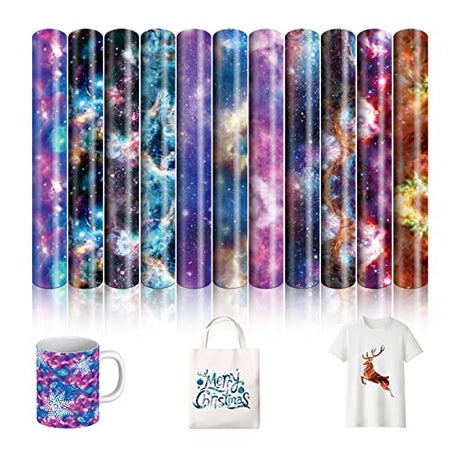 TIFEE Infusible Ink Transfer Sheets 11 Pcs 12" x 10" Galaxy Sublimation Transfer Paper for Cricut Mug DIY T- Shirts Coasters Tote Bags TIFEE