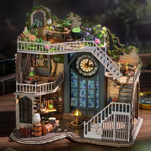 Kisoy Dollhouse Miniature with Furniture Kit, Handmade DIY House Model for Teens Adult Gift (William' s Magic House) Kisoy