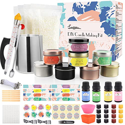 Candle Making Kit, DIY Candle Making Supplies with Soy Wax, Candle Wicks, Accessories for DIY Scented Candles, Candle Making Kit for Adults