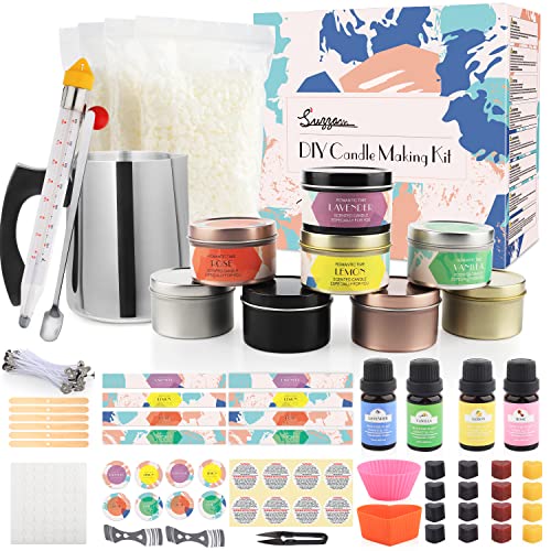 Candle Making Kit, DIY Candle Making Supplies with Soy Wax, Candle Wicks, Accessories for DIY Scented Candles, Candle Making Kit for Adults - WoodArtSupply